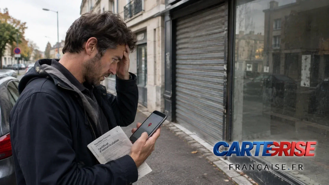 Carte grise bloquée après achat chez un professionnel auto 2026 - DA non déclarée, trafic de DA, faux documents, gage : solutions