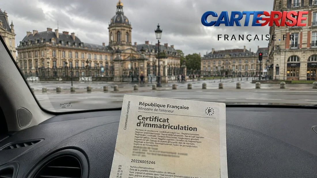 Vue de Rennes et voiture — carte grise Bretagne 2026 plafond légal 60 euros réduction 50% véhicules électriques hybrides