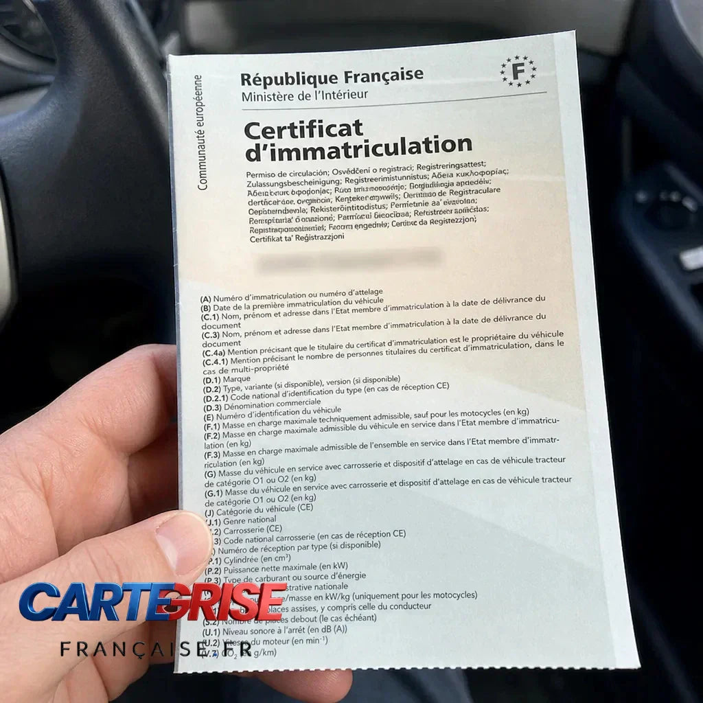 Carte grise française avec les cases importantes mises en évidence — guide complet 2026