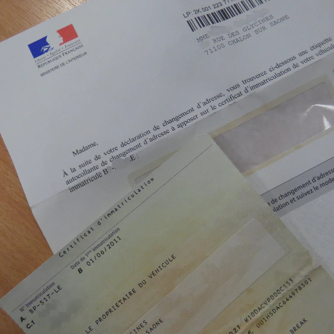 changement d'adresse carte grise